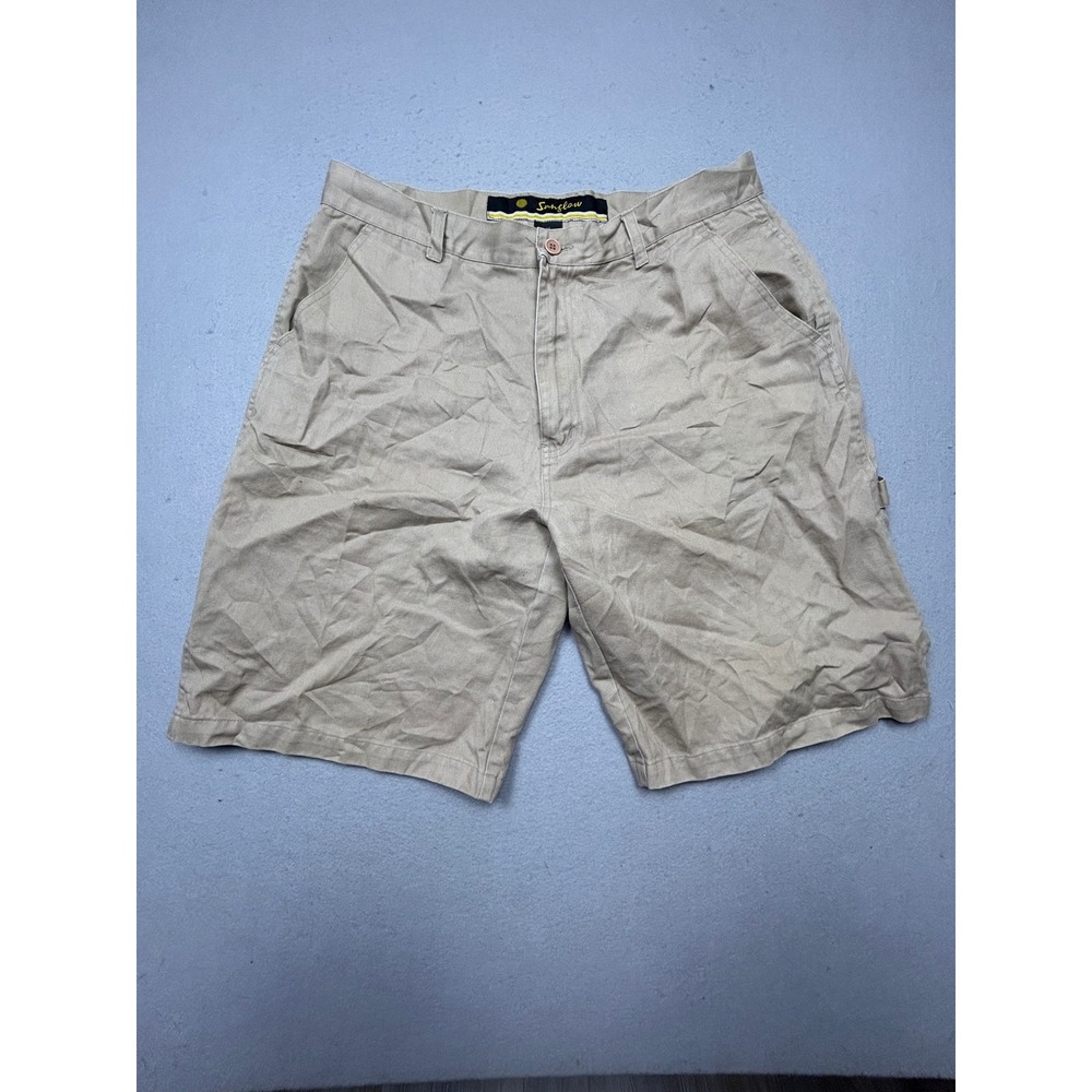 Sunglow Carpenter Shorts Cotton Twill Tan Khaki 36 Mens